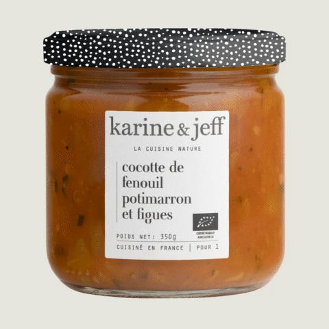 Cocotte de funcho, abóbora hokkaido e figos
