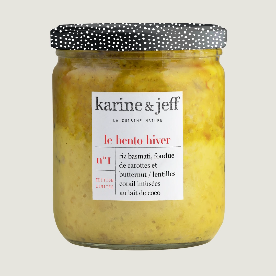 Arroz basmati, fondue de cenoura e abóbora butternut / lentilhas vermelhas com leite de coco