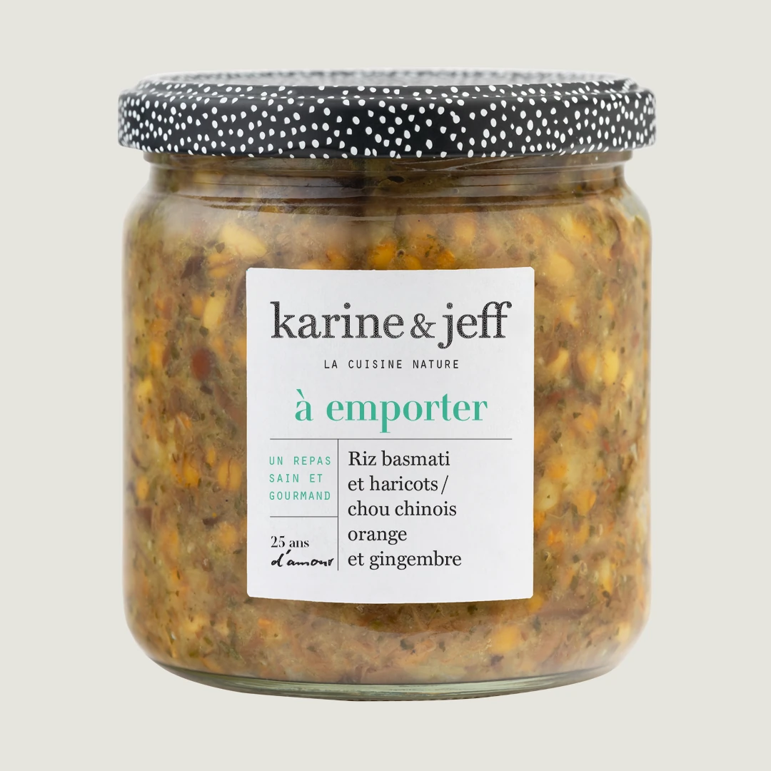 Arroz basmati e feijão / couve-chinesa, laranja e gengibre